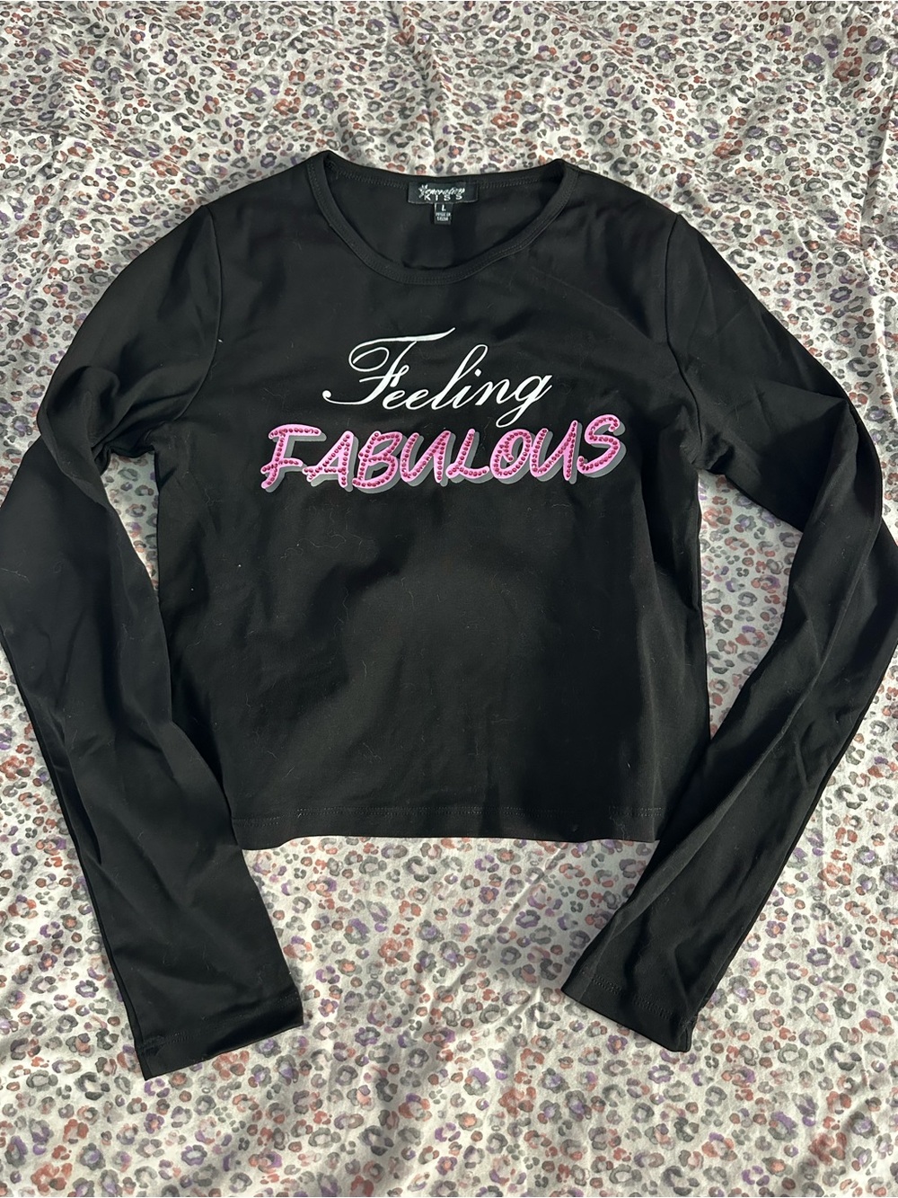 Feeling Fabulous Black Long-Sleeve Crop Top - Brand: Xhilaration
